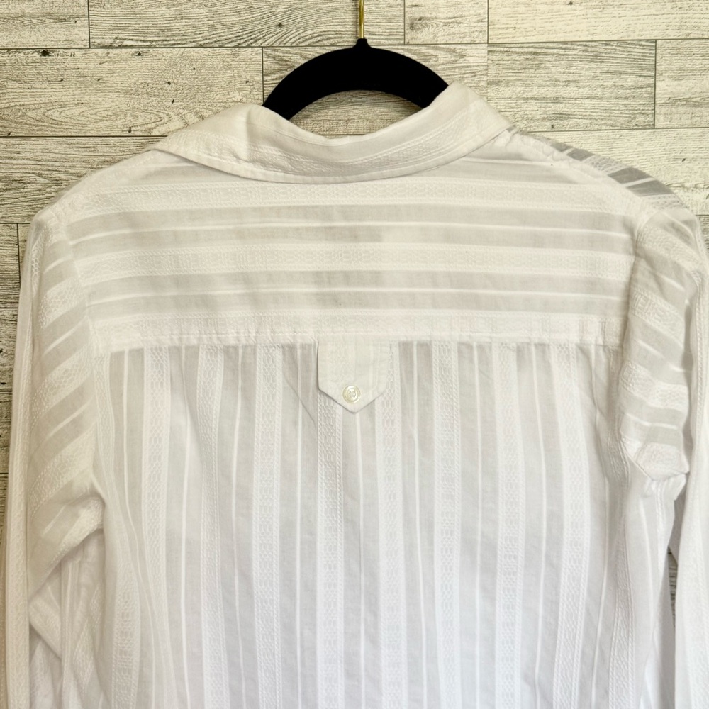 Baxter & Wells White Button Up Tab Sleeve Pockets Collared Rounded Hemline Vents - Picture 9 of 15